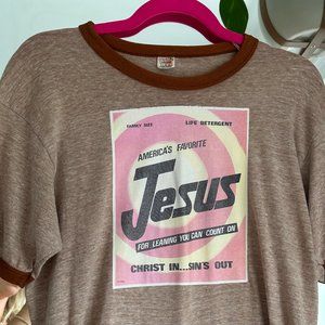 70's hanes ringer jesus t